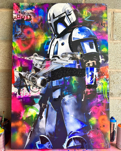 Mandalorian & Starfighter Mixed Media Painting